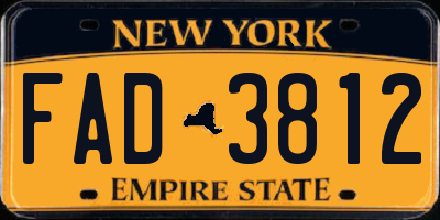 NY license plate FAD3812