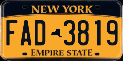 NY license plate FAD3819