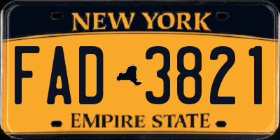 NY license plate FAD3821