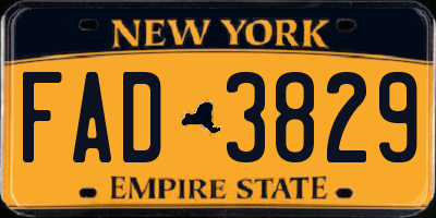 NY license plate FAD3829