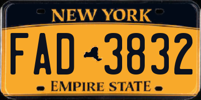 NY license plate FAD3832