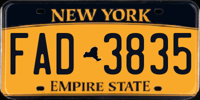 NY license plate FAD3835