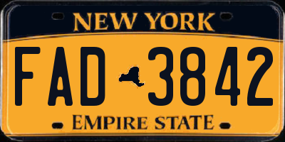 NY license plate FAD3842