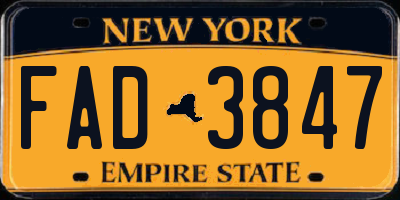 NY license plate FAD3847