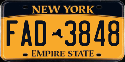 NY license plate FAD3848