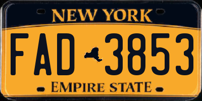 NY license plate FAD3853