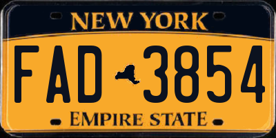 NY license plate FAD3854