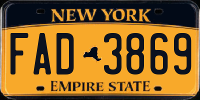 NY license plate FAD3869