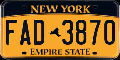 NY license plate FAD3870