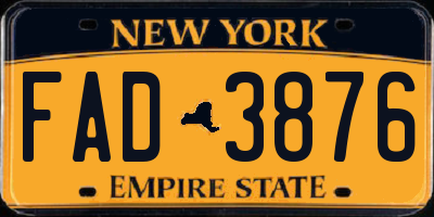 NY license plate FAD3876