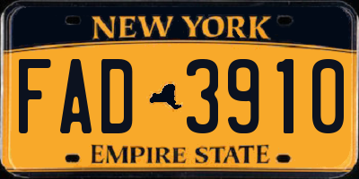 NY license plate FAD3910