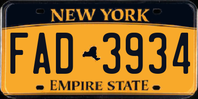 NY license plate FAD3934