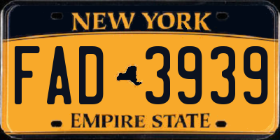 NY license plate FAD3939