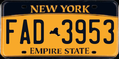 NY license plate FAD3953