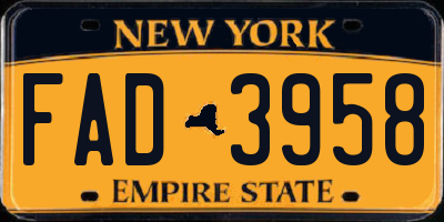 NY license plate FAD3958