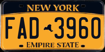 NY license plate FAD3960