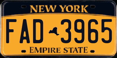 NY license plate FAD3965