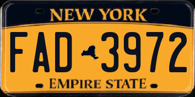 NY license plate FAD3972