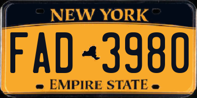 NY license plate FAD3980