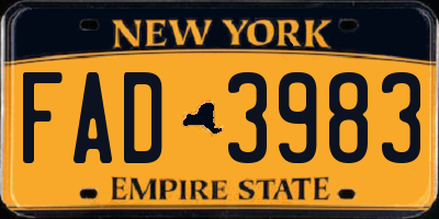 NY license plate FAD3983