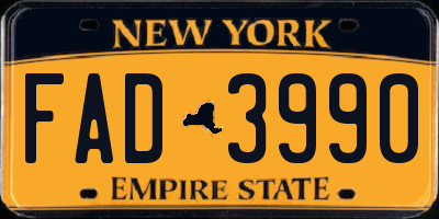 NY license plate FAD3990