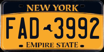 NY license plate FAD3992