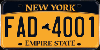 NY license plate FAD4001