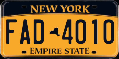 NY license plate FAD4010