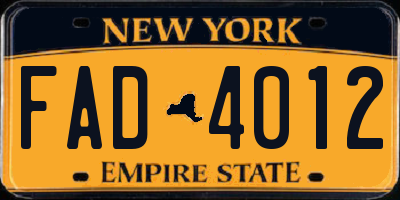NY license plate FAD4012
