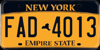 NY license plate FAD4013