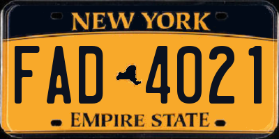 NY license plate FAD4021