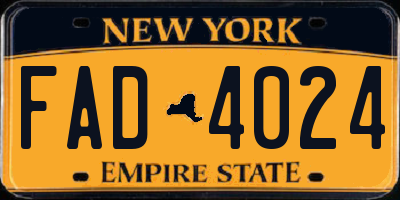 NY license plate FAD4024