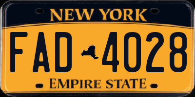 NY license plate FAD4028