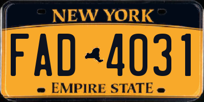 NY license plate FAD4031