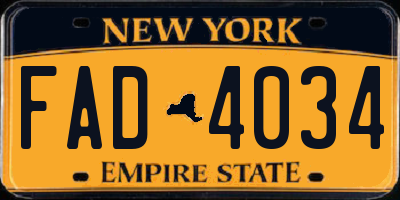 NY license plate FAD4034