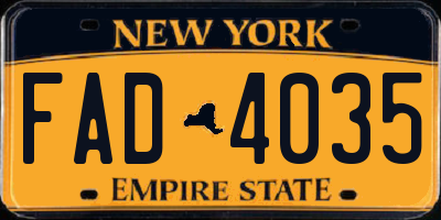 NY license plate FAD4035