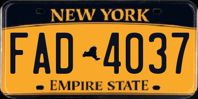 NY license plate FAD4037