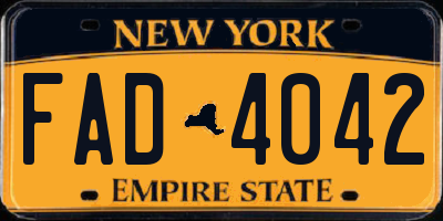 NY license plate FAD4042