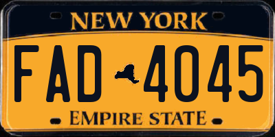 NY license plate FAD4045