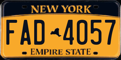 NY license plate FAD4057