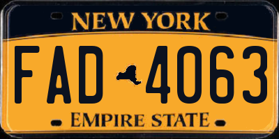 NY license plate FAD4063