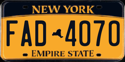 NY license plate FAD4070