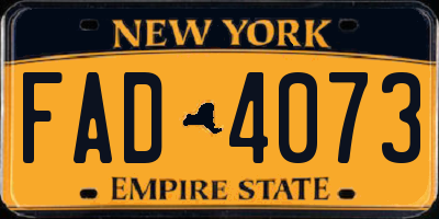 NY license plate FAD4073