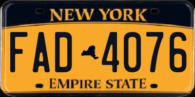 NY license plate FAD4076