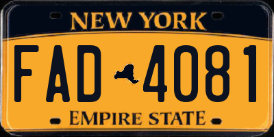 NY license plate FAD4081