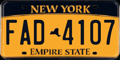 NY license plate FAD4107