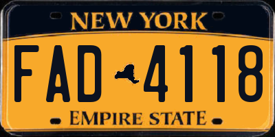 NY license plate FAD4118