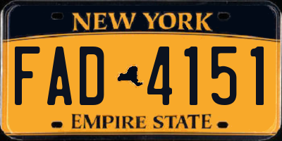 NY license plate FAD4151