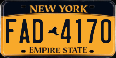 NY license plate FAD4170