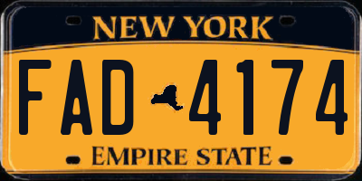 NY license plate FAD4174